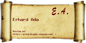 Erhard Ada névjegykártya